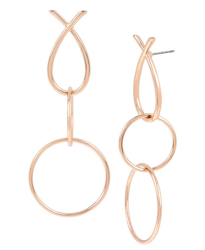 BCBGeneration Rose Gold Twist Multi Circle Triple Drop Earrings - Macy's