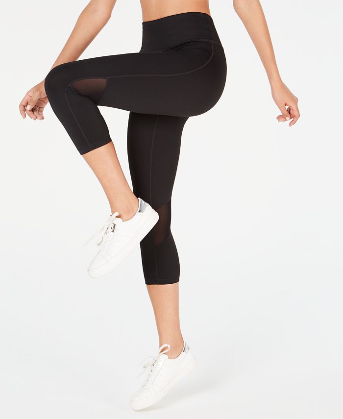 Calvin Klein Mesh-Inset Cropped Leggings - Macy's