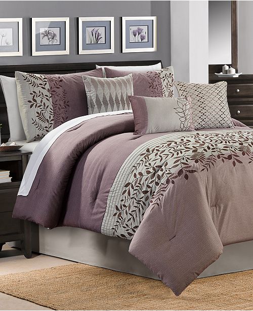 Hallmart Collectibles Closeout Forester 7 Pc Plum Full Comforter
