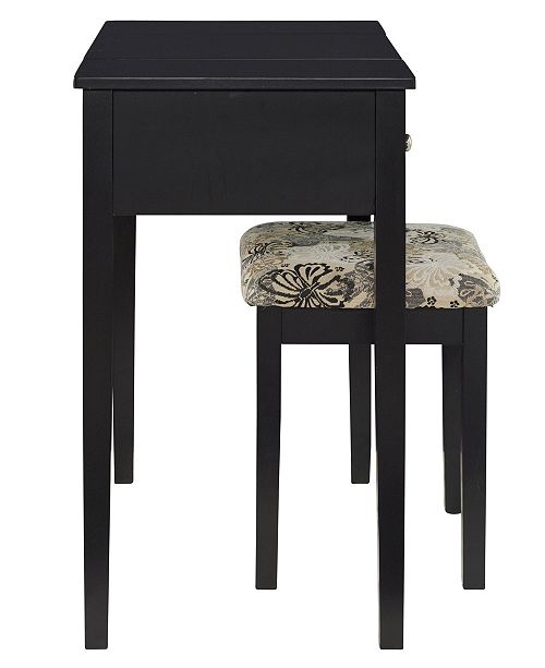 Linon Home Decor Butterfly Vanity Set With Bench And Mirror White