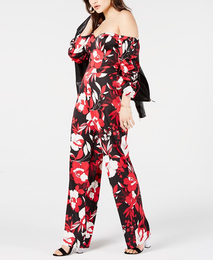 GUESS Zooey Printed Off-The-Shoulder Jumpsuit - Macy's