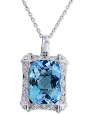 image of Blue Topaz(25 ct. t.w.) & Diamond(1/10 ct t.w.) Pendant Necklace in Sterling Silver