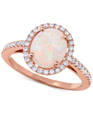 image of Opal (1-3/8 ct. t.w.) & Diamond (1/3 ct. t.w.) Ring in 14k Rose Gold