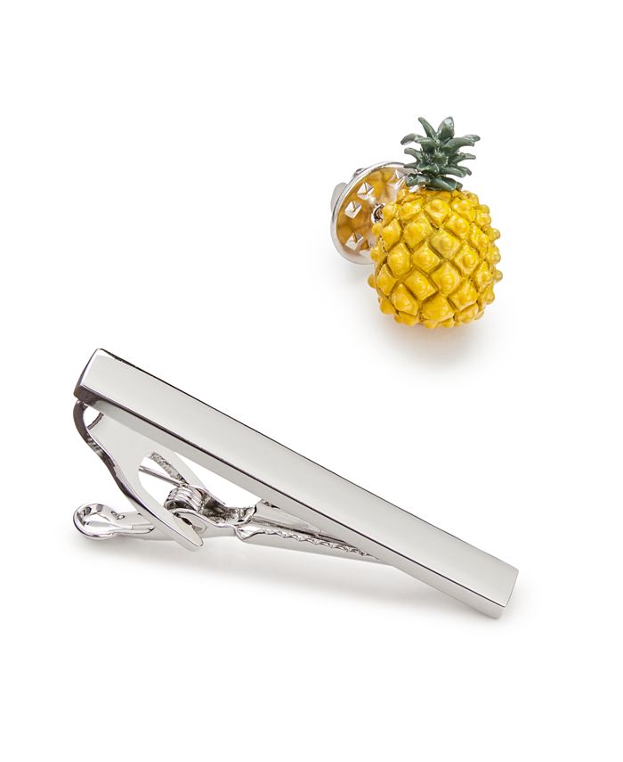 Novel Idea Men's Pineapple Lapel Pin & Tie Bar Set, Created for