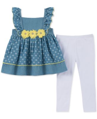 Kids Headquarters Little Girls Floral Chambray Tunic Leggings Set Pink Size 6x main image 1
