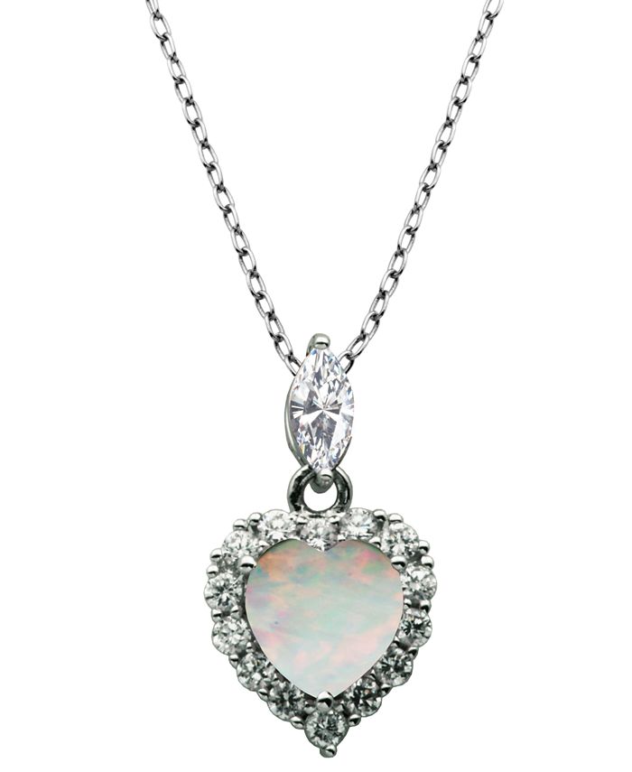 PRIME ART & JEWEL 925 Sterling Silver with Lab Created Opal and Cubic