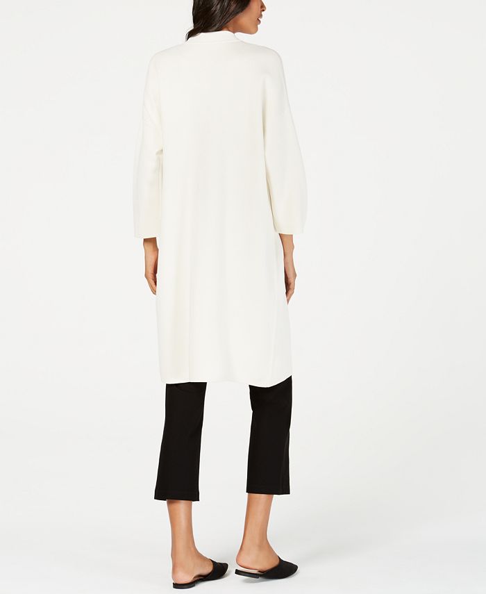 Eileen Fisher High Collar 3/4 Sleeve Long Jacket - Macy's