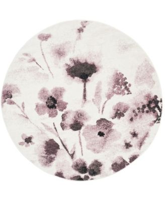 Adirondack Ivory and Purple 4' x 4' Round Area Rug