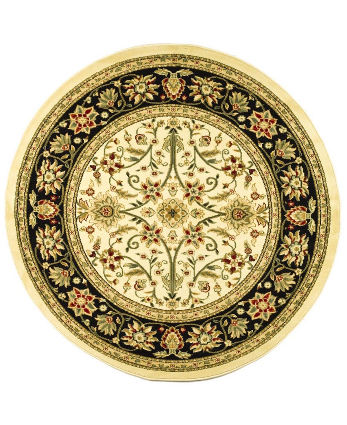 Safavieh Lyndhurst Ivory and Black 8' x 8' Round Area Rug - White Grou