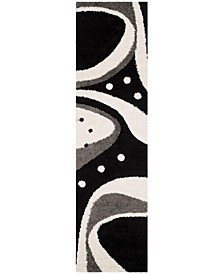 Shag Black and Ivory 2'3" x 8' Runner Area Rug