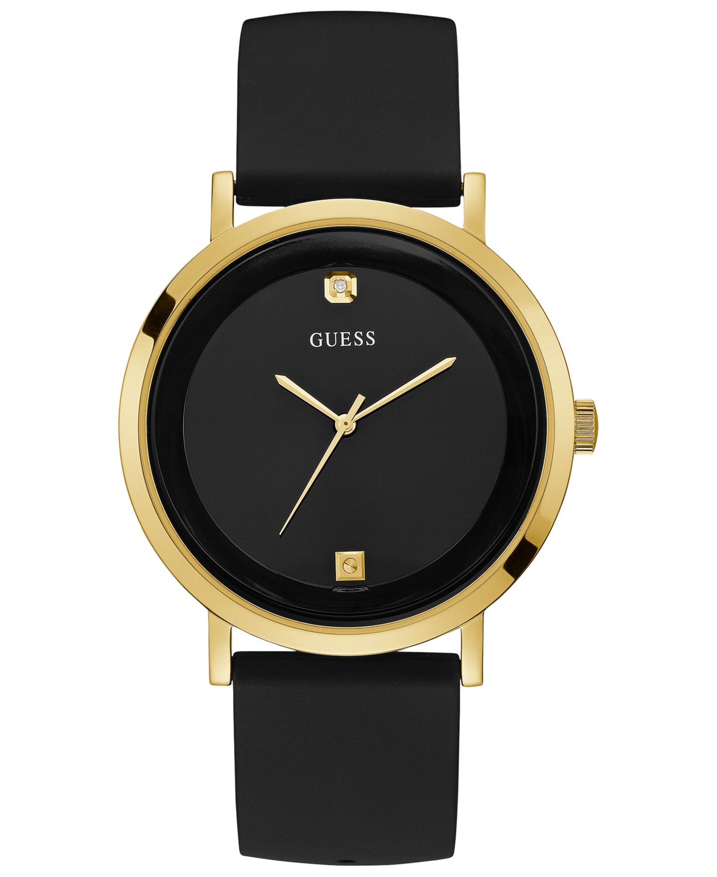 Мужские часы GUESS Supernova Diamond-Accent Black Silicone Strap Watch 44mm — фото 1