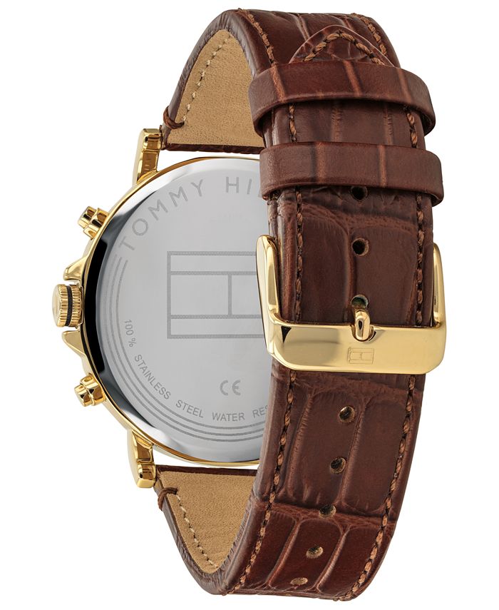 Tommy Hilfiger Men's Brown Leather Strap Watch 44mm Macy's