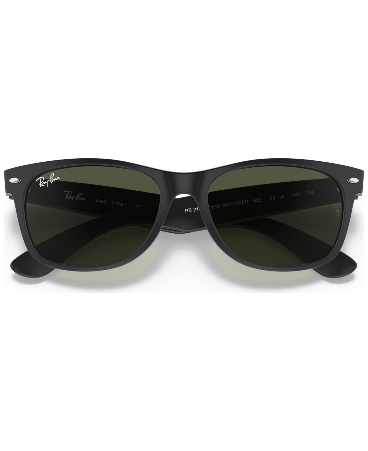 Ray-Ban Sunglasses, RB2132 New Wayfarer - Black Matte - Green