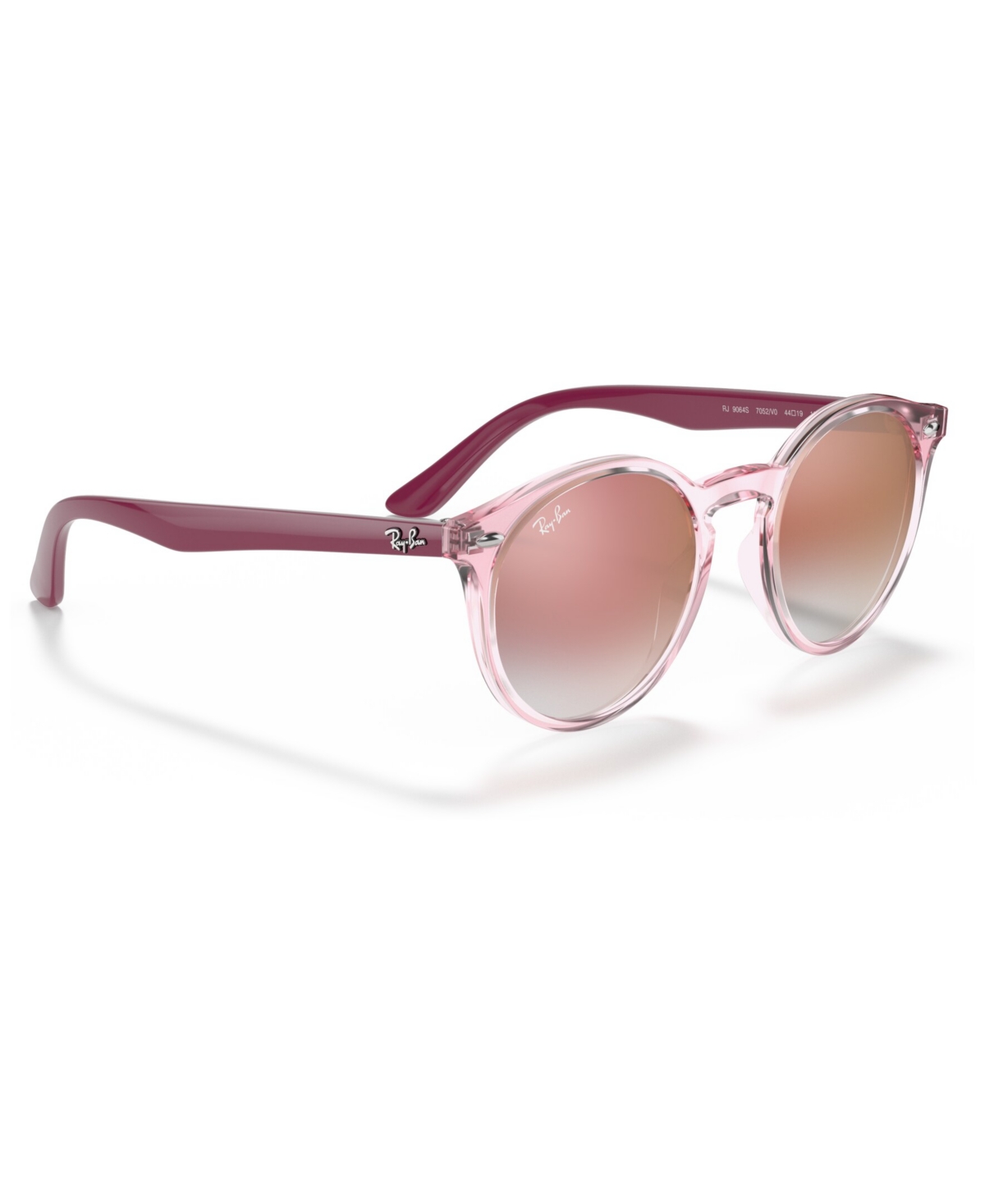 Shop Ray-ban Jr . Kids Sunglasses, Rj9064 (ages 7-10) In Trasparent Pink,red Mirror Red