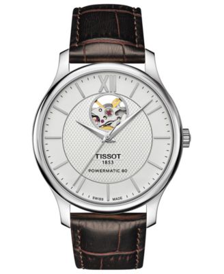 Tissot - Men's Swiss Automatic T-Classic Tradition Brown Leather Strap Watch 40mm