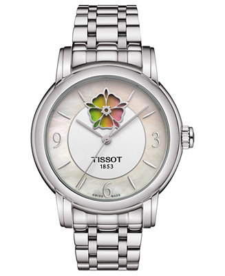 Tissot Women's Swiss Automatic T-Lady Heart Flower Stainless Steel Bracelet  Watch 35mm & Reviews - All Watches - Jewelry & Watches - Macy's