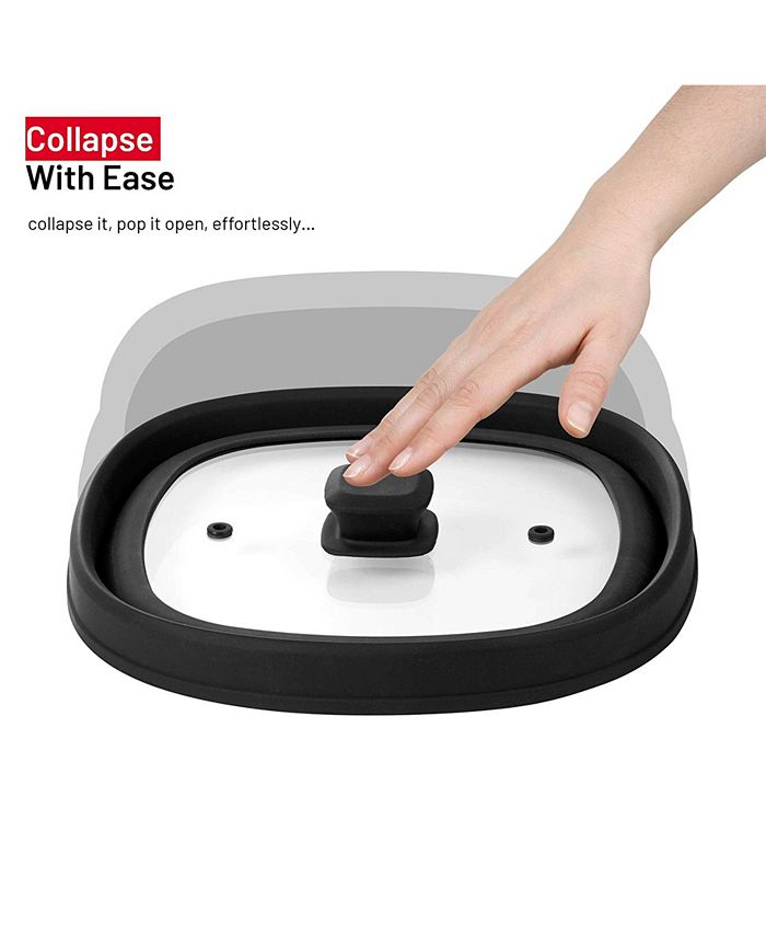 Bezrat 10" Square Silicone and Glass Microwave Plate Cover Macy's