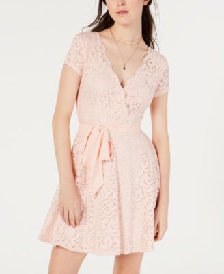 B Darlin Juniors' Lace Wrap Dress - Macy's