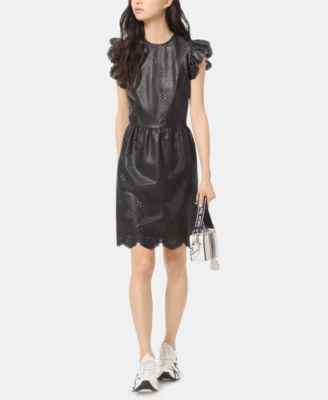 michael kors black leather dress