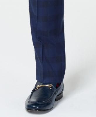 Kenneth Cole Reaction Men's Ready Flex Slim-Fit Stretch Dark Blue Plaid Suit