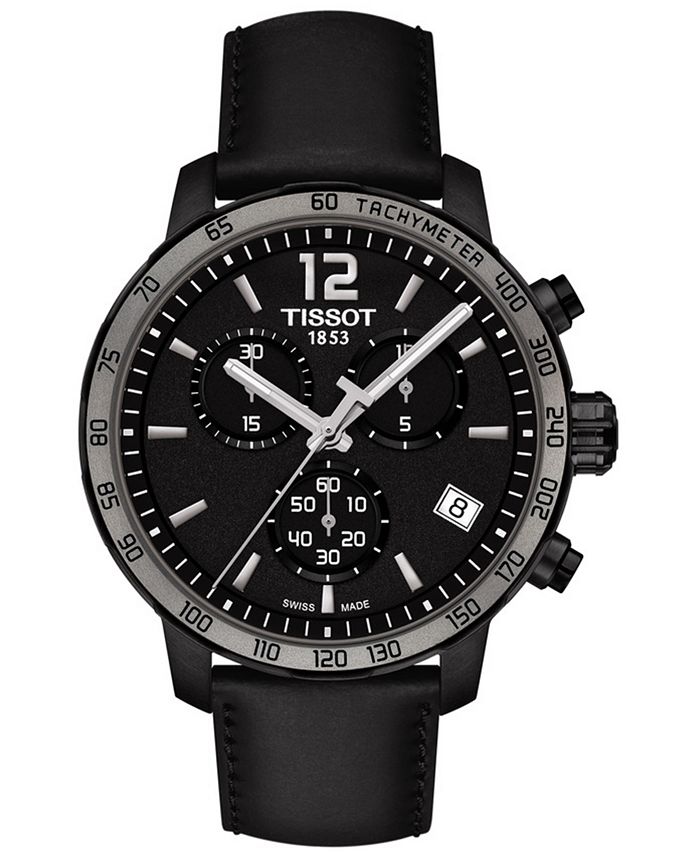 Tissot Men's Swiss Chronograph TClassic Quickster Black Leather Strap