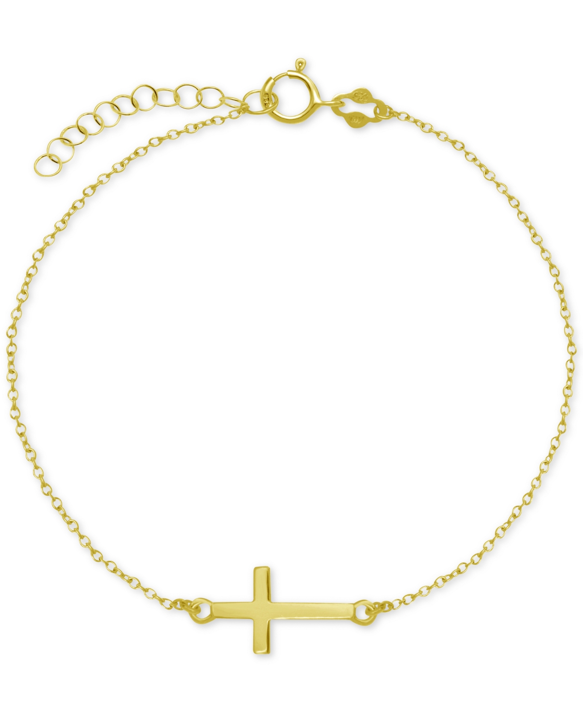 East West Cross Ankle Bracelet in Sterling Silver