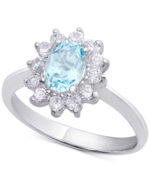 image of Blue Topaz (1 ct. t.w.) & Cubic Zirconia Ring in Sterling Silver (Also Available in Sapphire & Peridot)