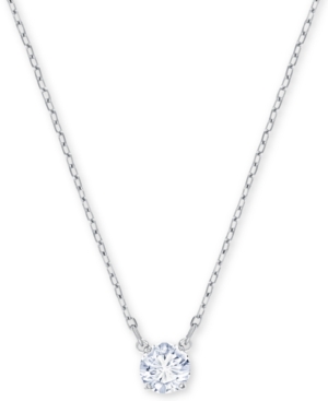 image of Swarovski Silver-Tone Crystal Pendant Necklace, 14-4/5