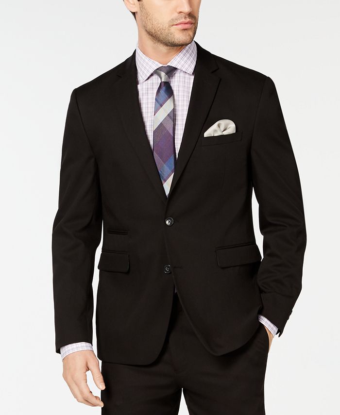 Vince Camuto - Men's Slim-Fit Stretch Wrinkle-Resistant Black Solid Suit Jacket