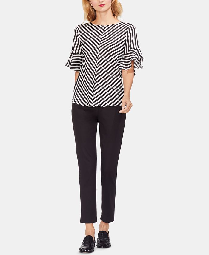 Vince Camuto Striped Flutter-Sleeve Top - Macy's