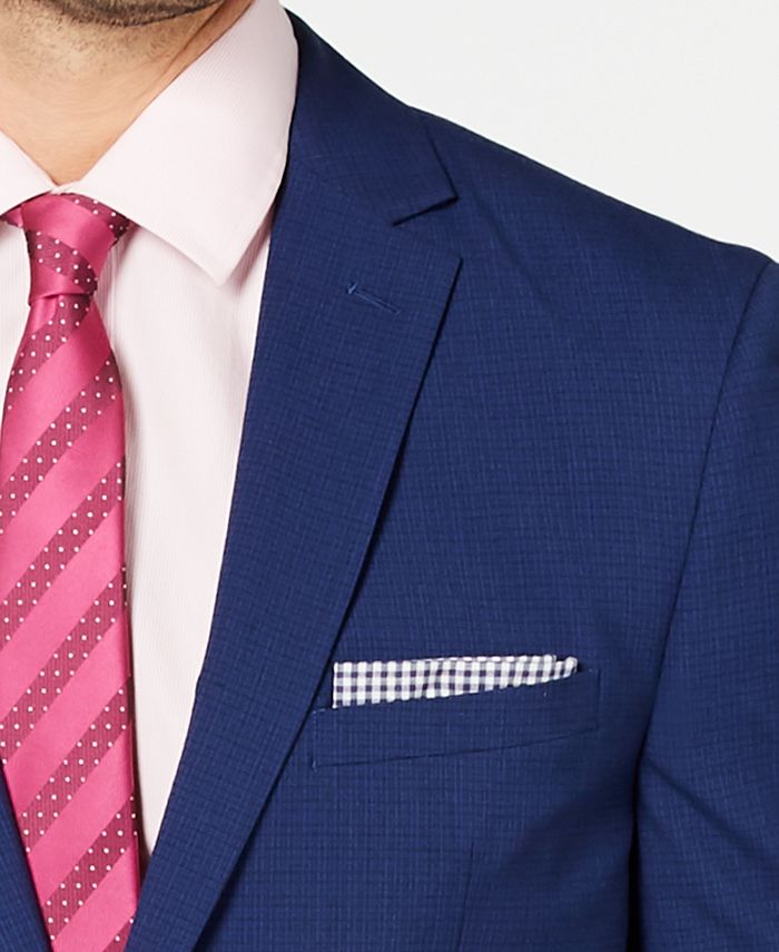 Vince Camuto Men's SlimFit Stretch WrinkleResistant Blue Check Suit