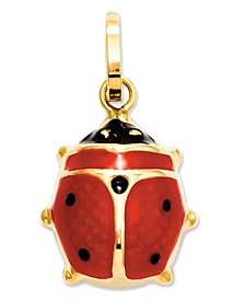 14k Gold Charm, Red Enamel Ladybug Charm