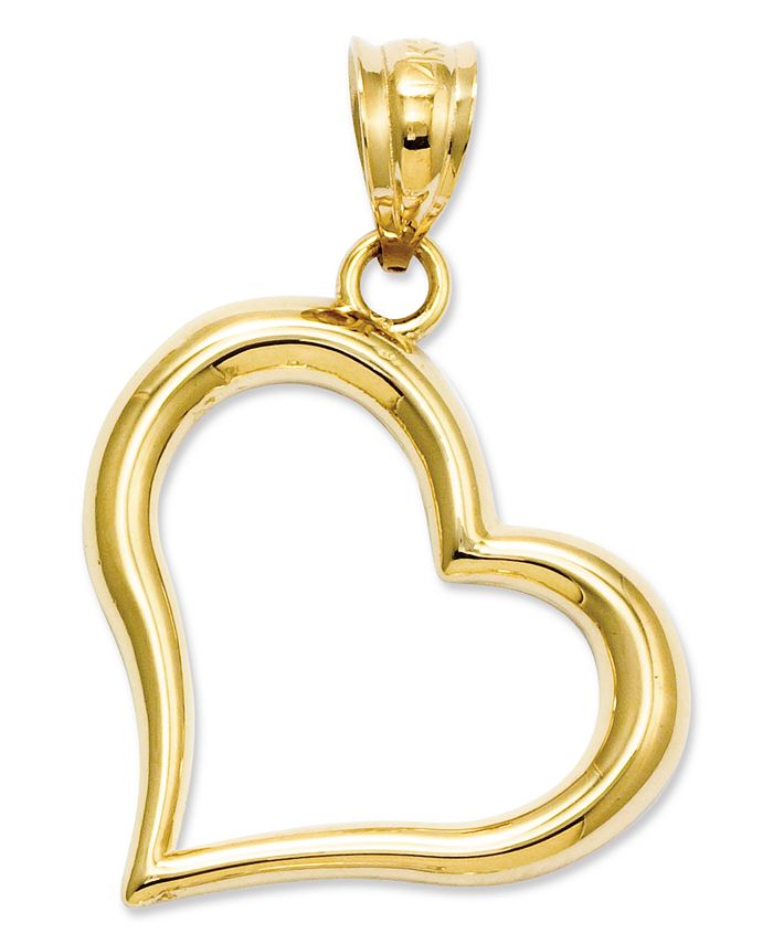 14k Gold Charm, Open Heart Charm