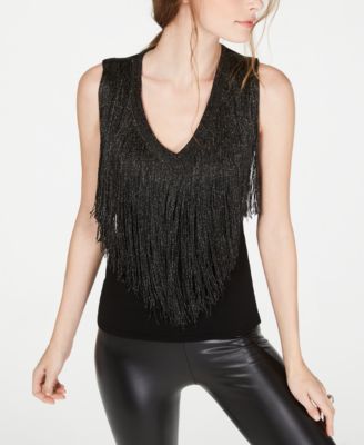INC International Concepts - Metallic Fringe Sleeveless Sweater