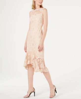 lace overlay midi dress