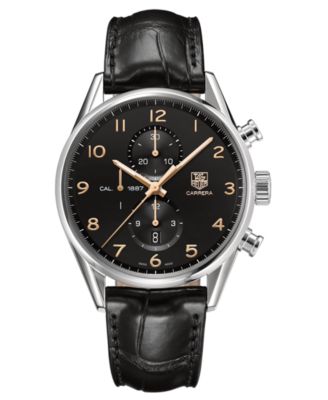 TAG Heuer - Men's Swiss Automatic Carrera Calibre 1887 Black Alligator Leather Strap Watch 43mm CAR2014.FC6235