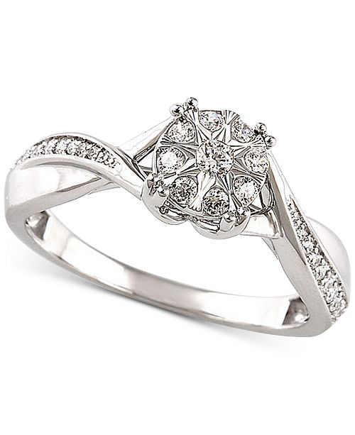 Macy's Diamond Cluster Promise Ring (1/4 ct. t.w.) in Sterling Silver
