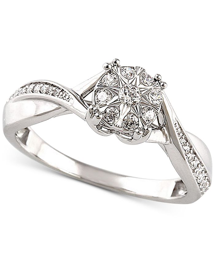 Promised Love - Diamond Cluster Promise Ring (1/4 ct. t.w.) in 14k White Gold