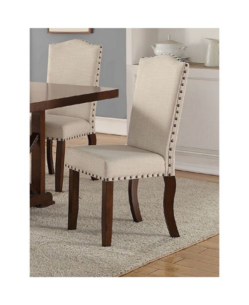 Benzara Rubber Wood Dining Chair With Nail Head Trim Set Of 2
