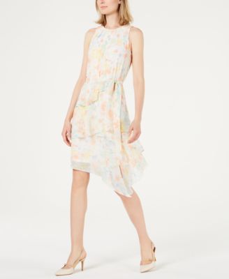 Calvin Klein - Printed Tiered Chiffon Dress