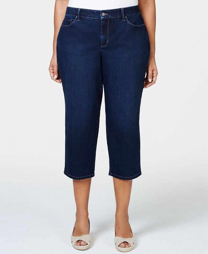 Charter Club Plus Size Tummy Control Capri Jeans, Created for Macy's ...