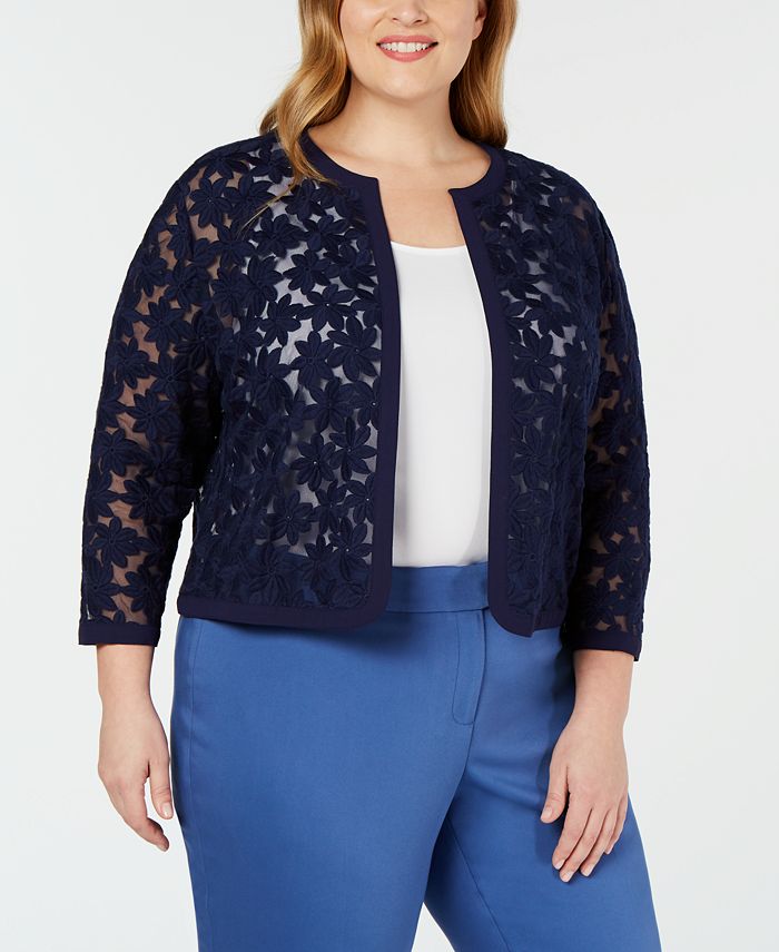 Anne Klein Plus Size Embroidered Cardigan & Reviews - Sweaters - Plus ...