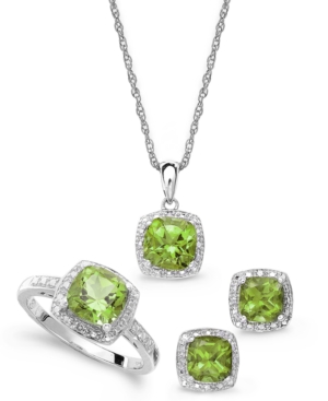Sterling Silver Jewelry Set, Peridot (4-3/4 ct. t.w.) and Diamond Accent Necklace, Earrings and Ring Set