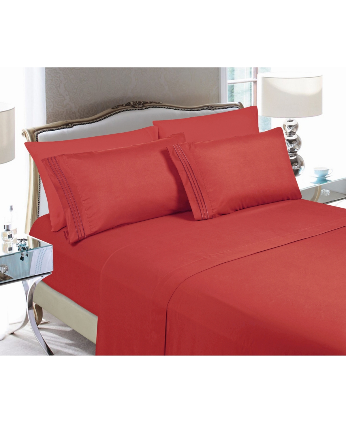 Elegant Comfort 3-piece Twin/twin Xl Sheet Set In Bright Red