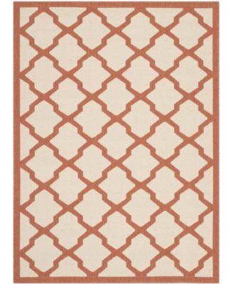 Courtyard CY6903 Beige and Terracotta 5'3" x 7'7" Sisal Weave Outdoor Area Rug