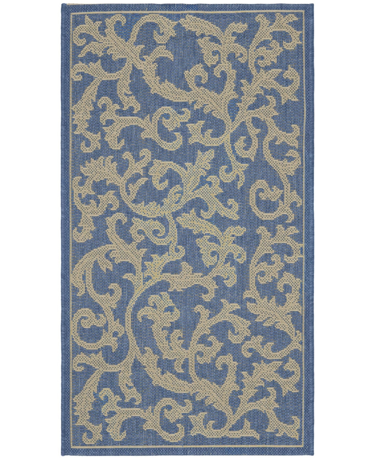 Safavieh Courtyard Blue and Natural 9' x 12' Outdoor Area Rug - Blue / Nat