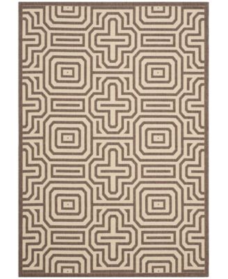Courtyard Chocolate and Natural 2'3" x 6'7" Runner Area Rug