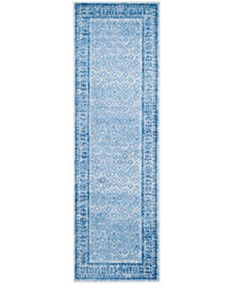 Adirondack Silver and Blue 2'6" x 10' Runner Area Rug