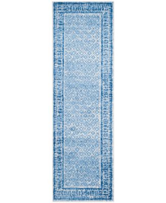 Adirondack Silver and Blue 2'6" x 6' Runner Area Rug
