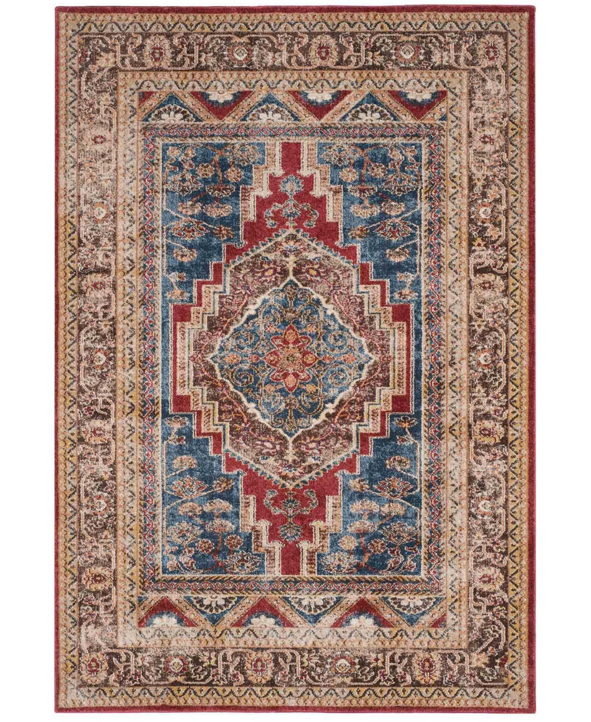 Safavieh Bijar Royal and Brown 6'7in x 9' Area Rug - Red